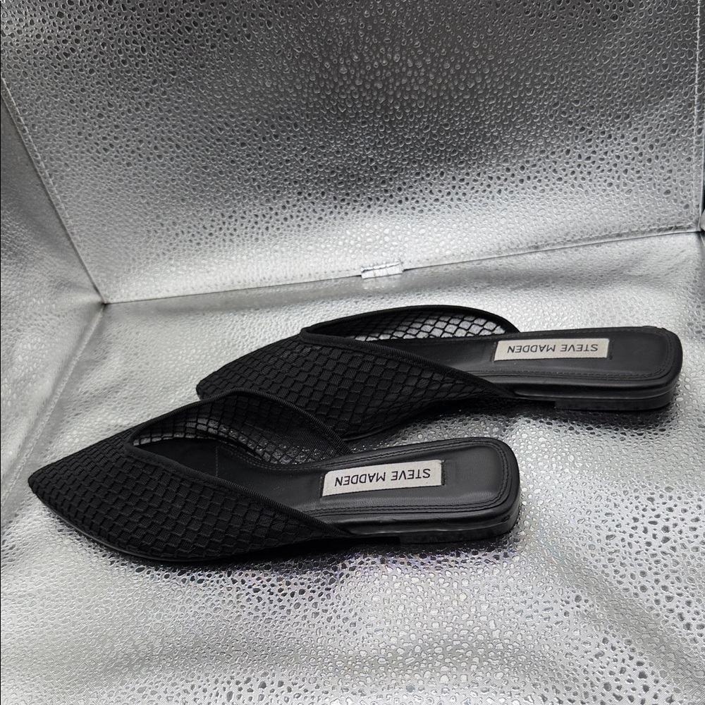 Steve Madden KINDRA Women's Textured Black Mules - Picture 3 of 5
